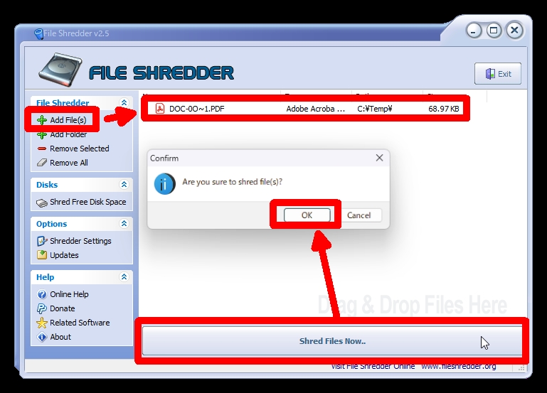 File Shredder を使ってファイルを削除する方法